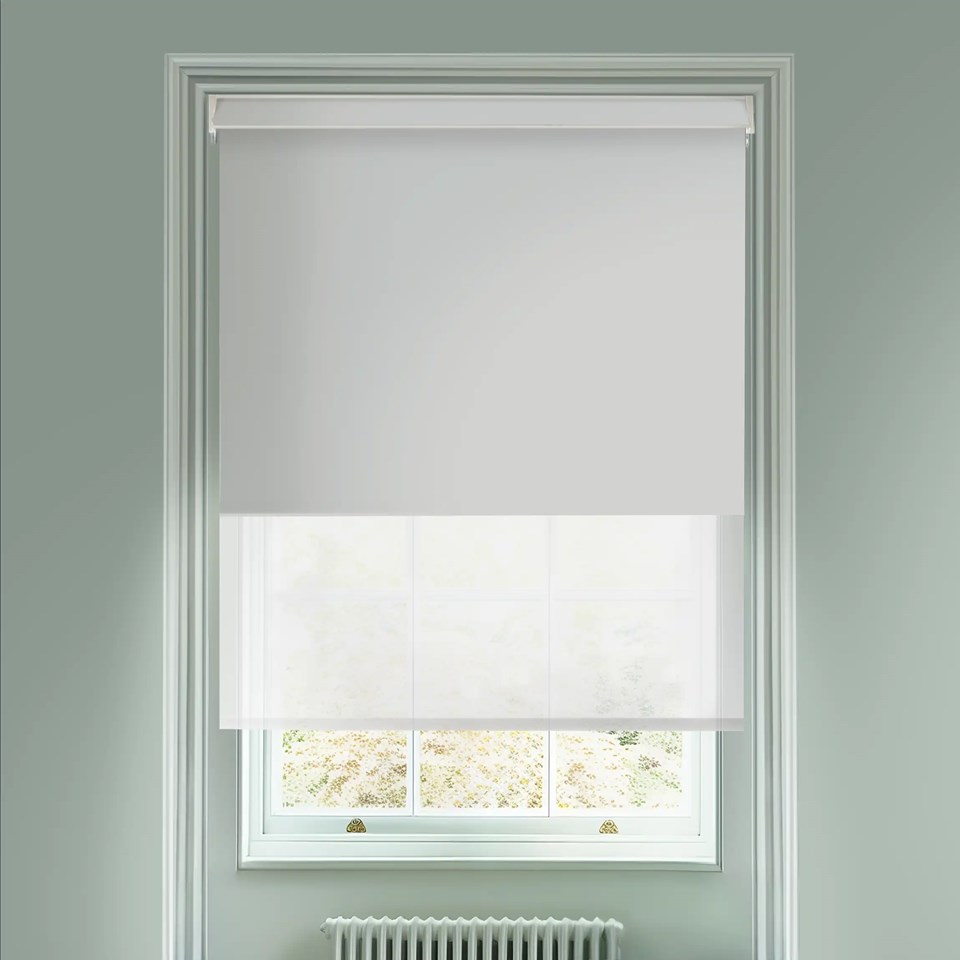 Magnetic Grey and White 3% Sunscreen Electric Double Roller Blind