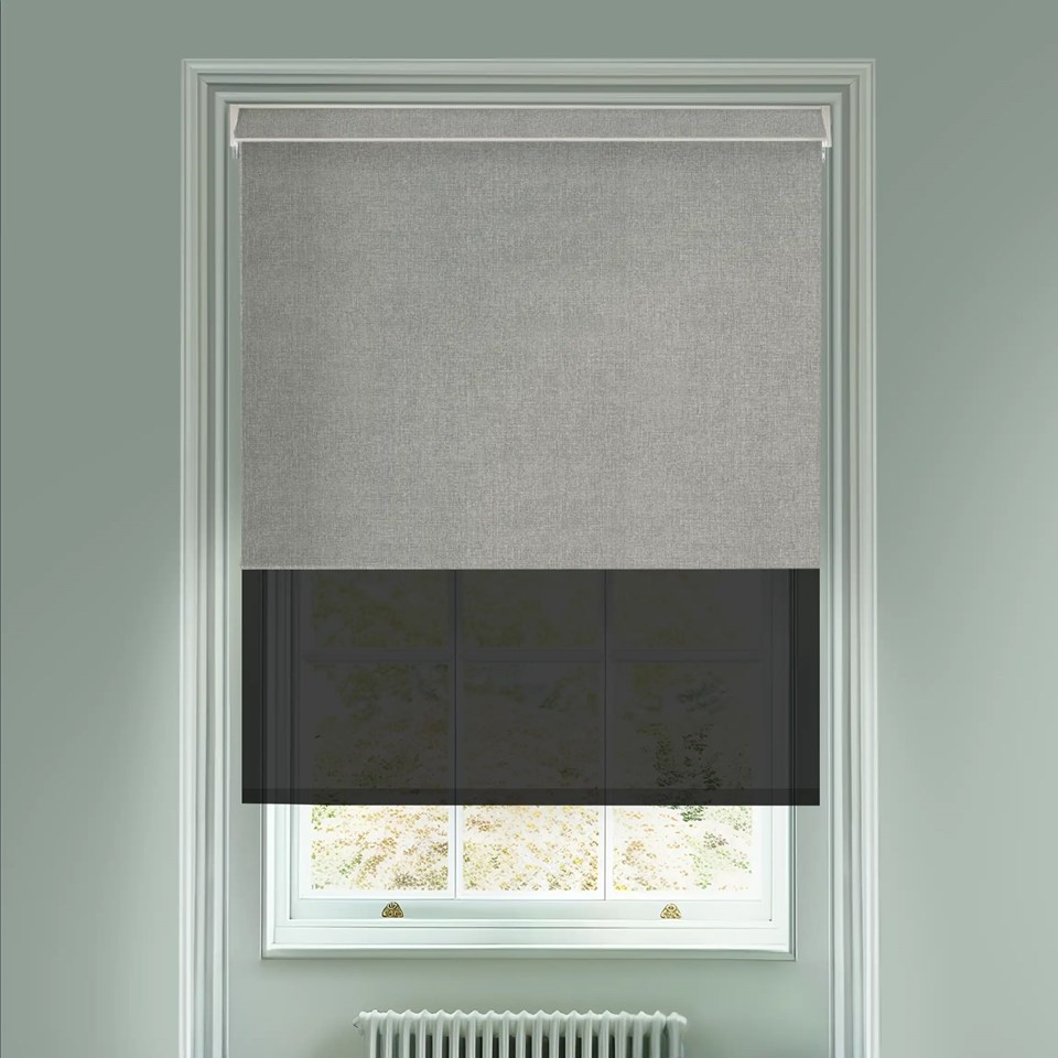 Melbourne Charcoal Grey  Blackout And Sheer Black Electric Double Blind