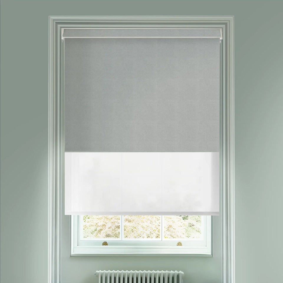 Melbourne Light Grey  Blackout And Sheer White Electric Double Blind