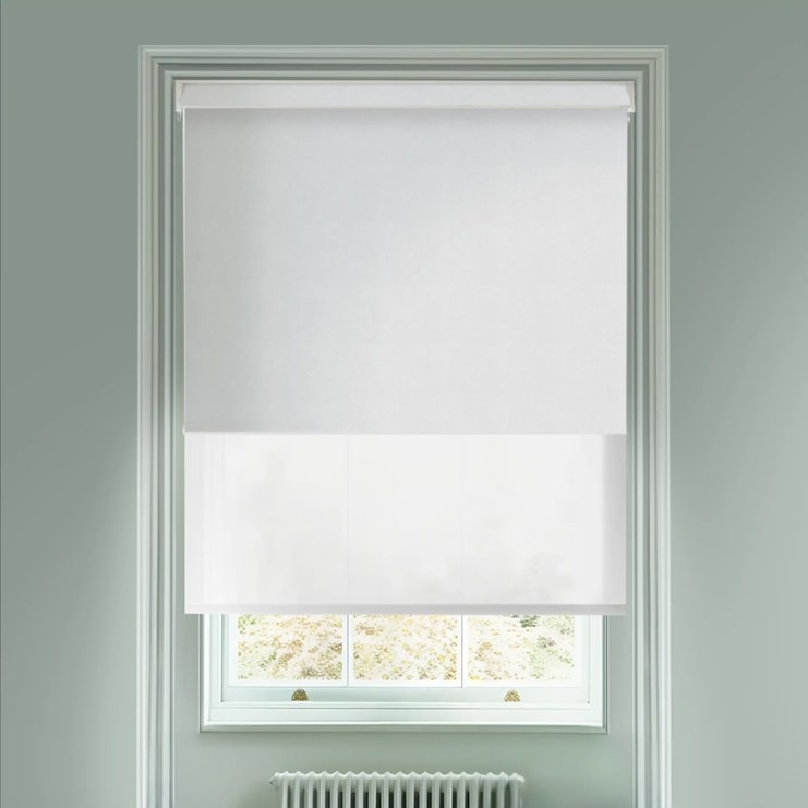 Melbourne Pale Grey  Blackout And Sheer White Electric Double Blind