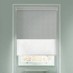 Melbourne Stone Grey  Blackout And Sheer White Electric Double Blind