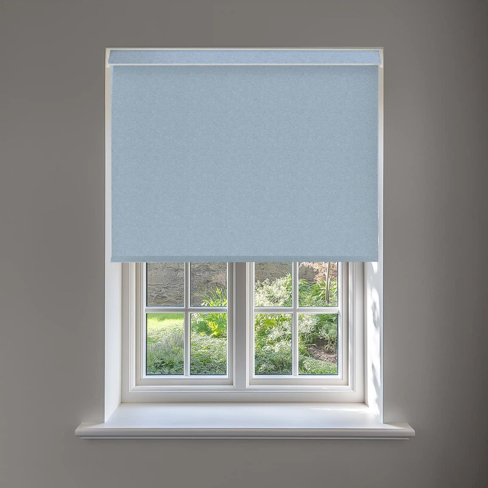 Amsterdam Powder Blue No Drill Electric Roller Blind