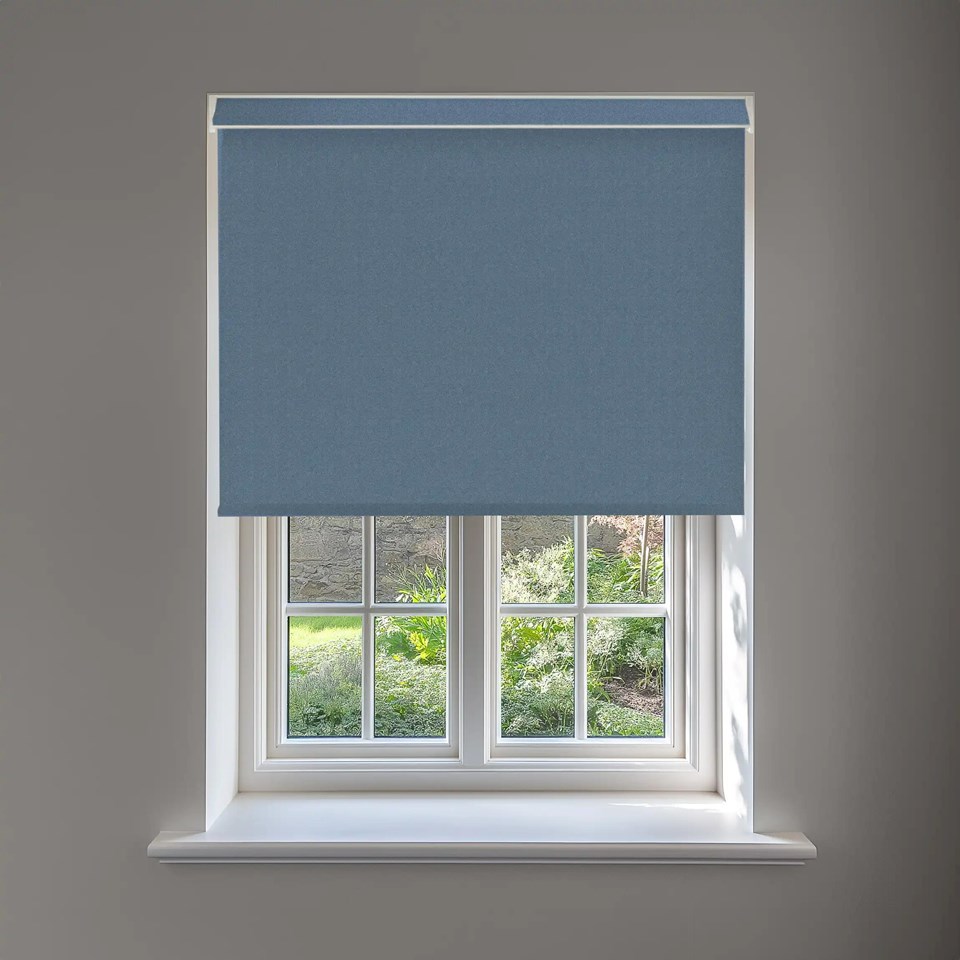 Denim Blue No Drill Electric Roller Blind