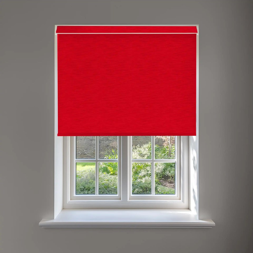 New York Bright Red No Drill Electric Roller Blind