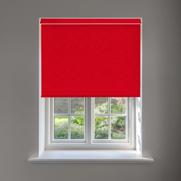 New York Bright Red No Drill Electric Roller Blind