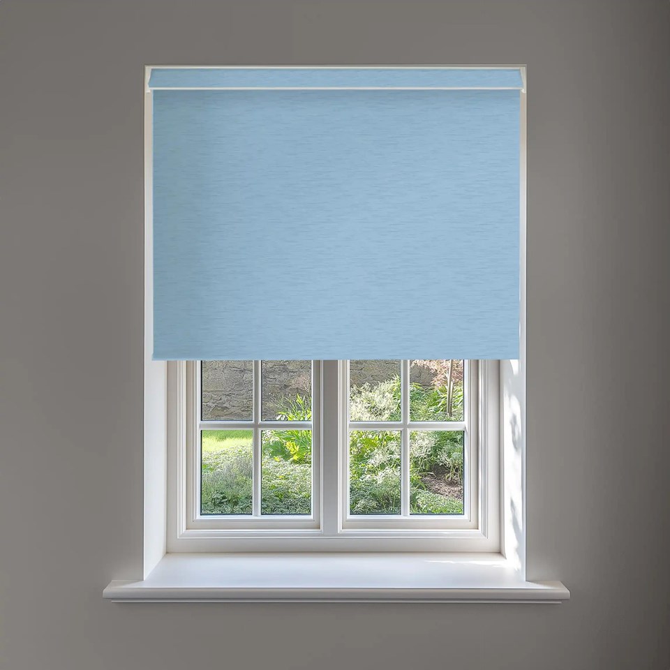 New York Cornflower Blue No Drill Electric Roller Blind