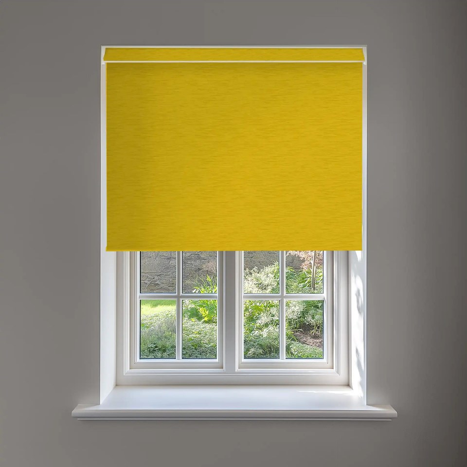 New York Mustard No Drill Electric Roller Blind