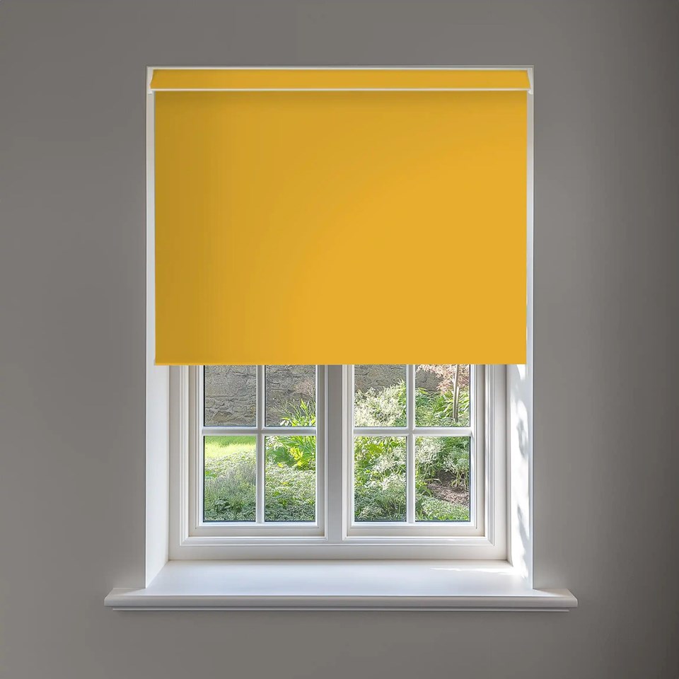 Buttercup Yellow Blackout No Drill Electric Roller Blind