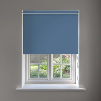 Santorini Blue Blackout No Drill Electric Roller Blind