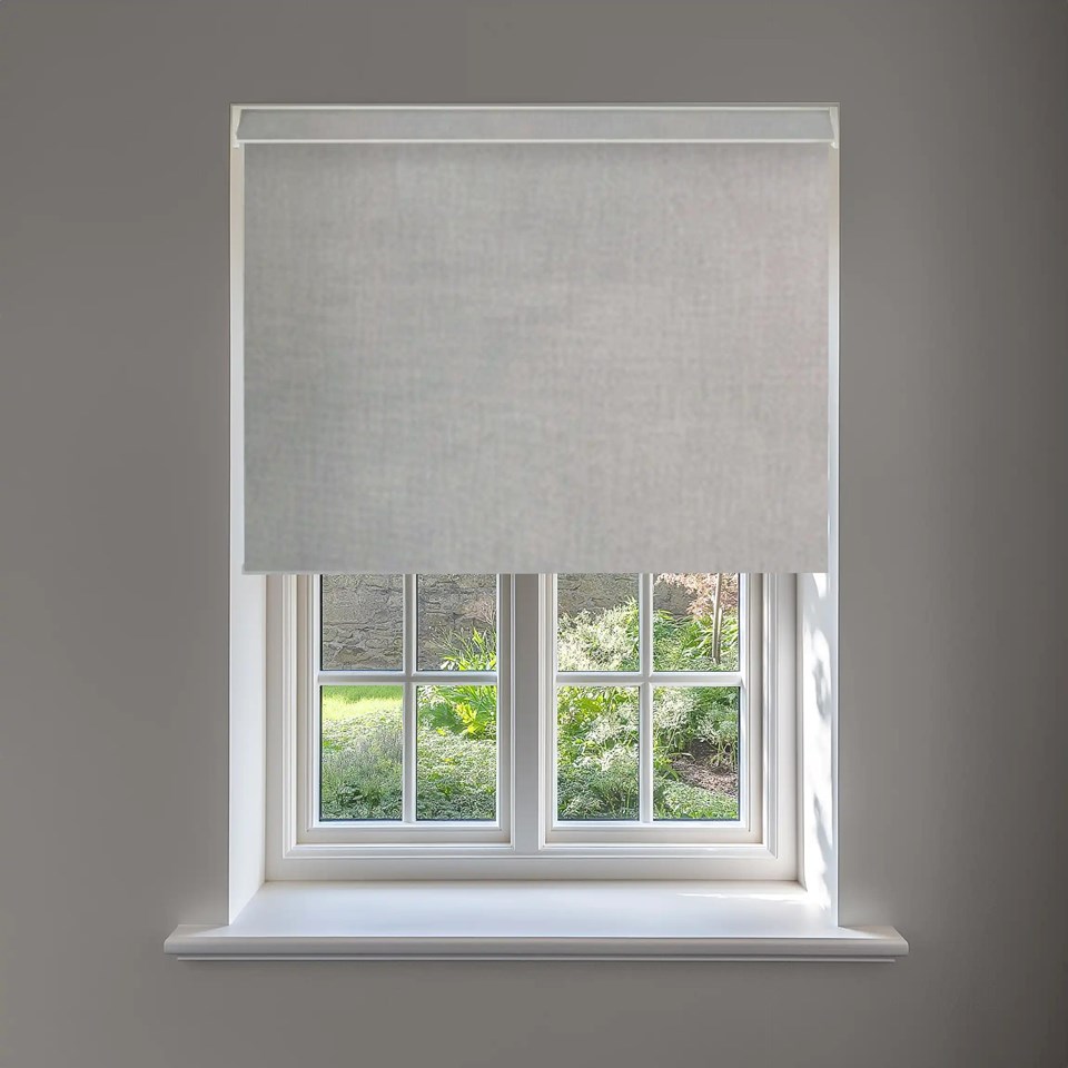 Windsor Light Grey Blackout No Drill Electric Roller Blind