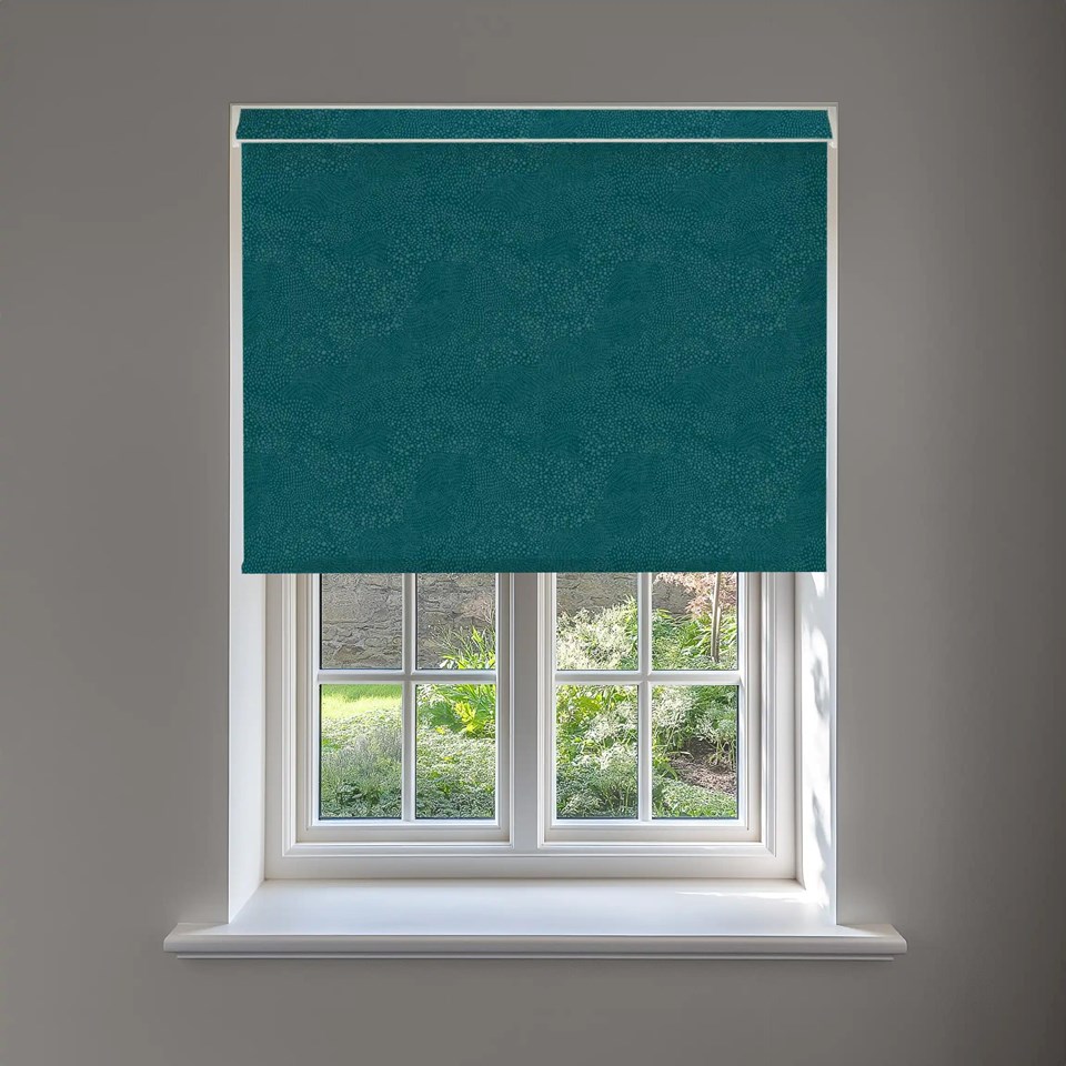 Cascade Teal No Drill Electric Roller Blind