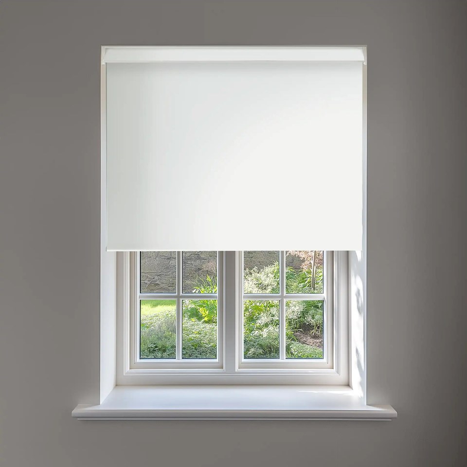 Rice White Blackout No Drill Electric Roller Blind