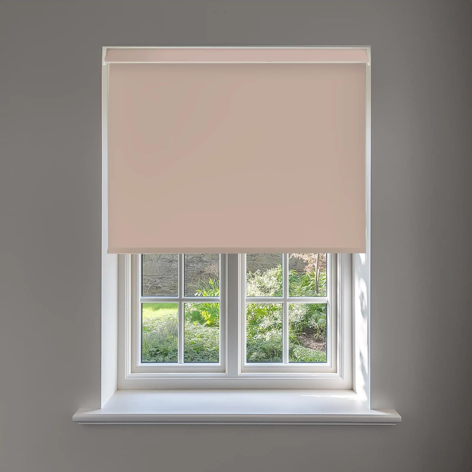 Rose Petal Pink Daylight No Drill Electric Roller Blind