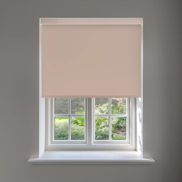 Rose Petal Pink Daylight No Drill Electric Roller Blind