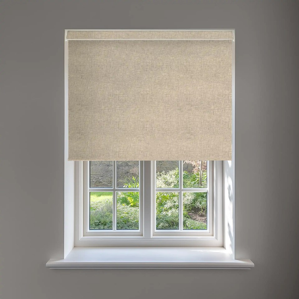 Linen Beige Blackout No Drill Electric Roller Blind