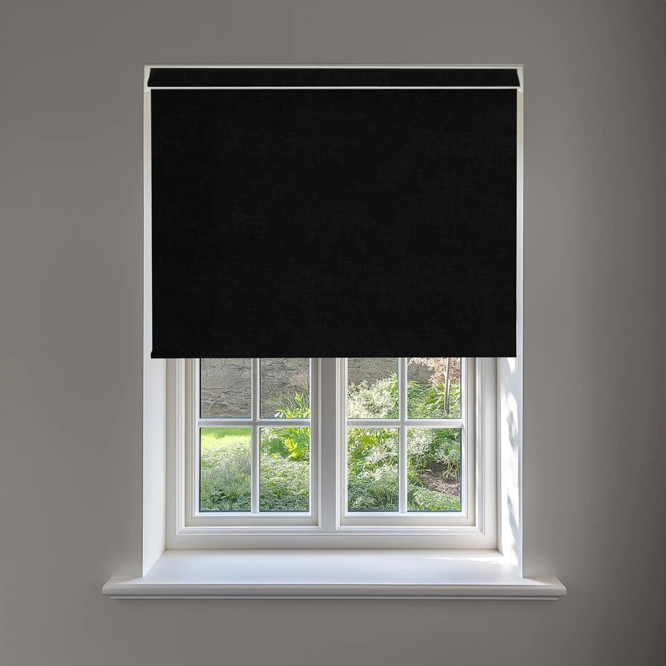 Linen Black Blackout No Drill Electric Roller Blind