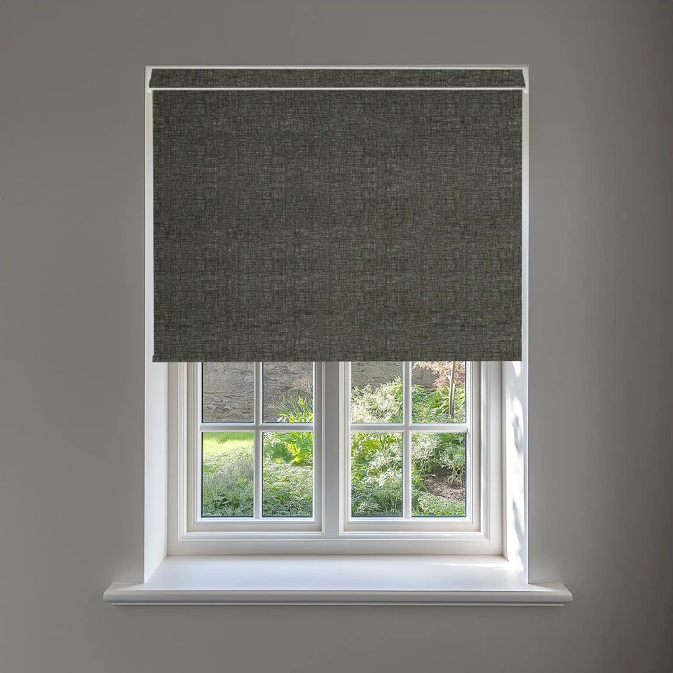 Linen Charcoal Blackout No Drill Electric Roller Blind