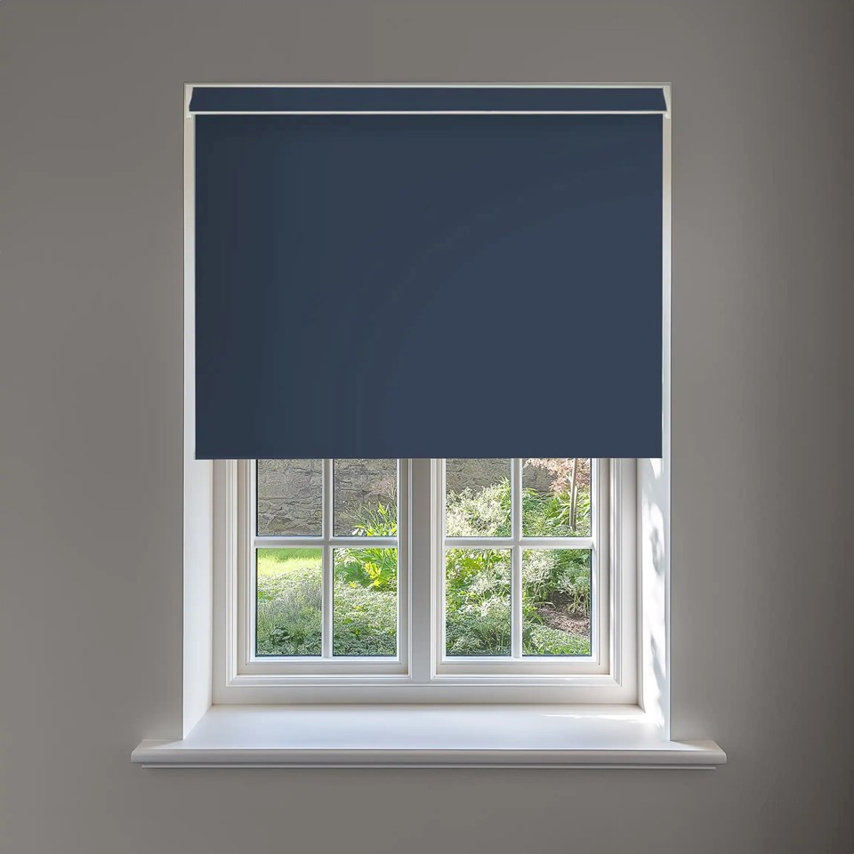 Midnight Navy Blackout No Drill Electric Roller Blind