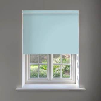 Pale Blue Blackout No Drill Electric Roller Blind