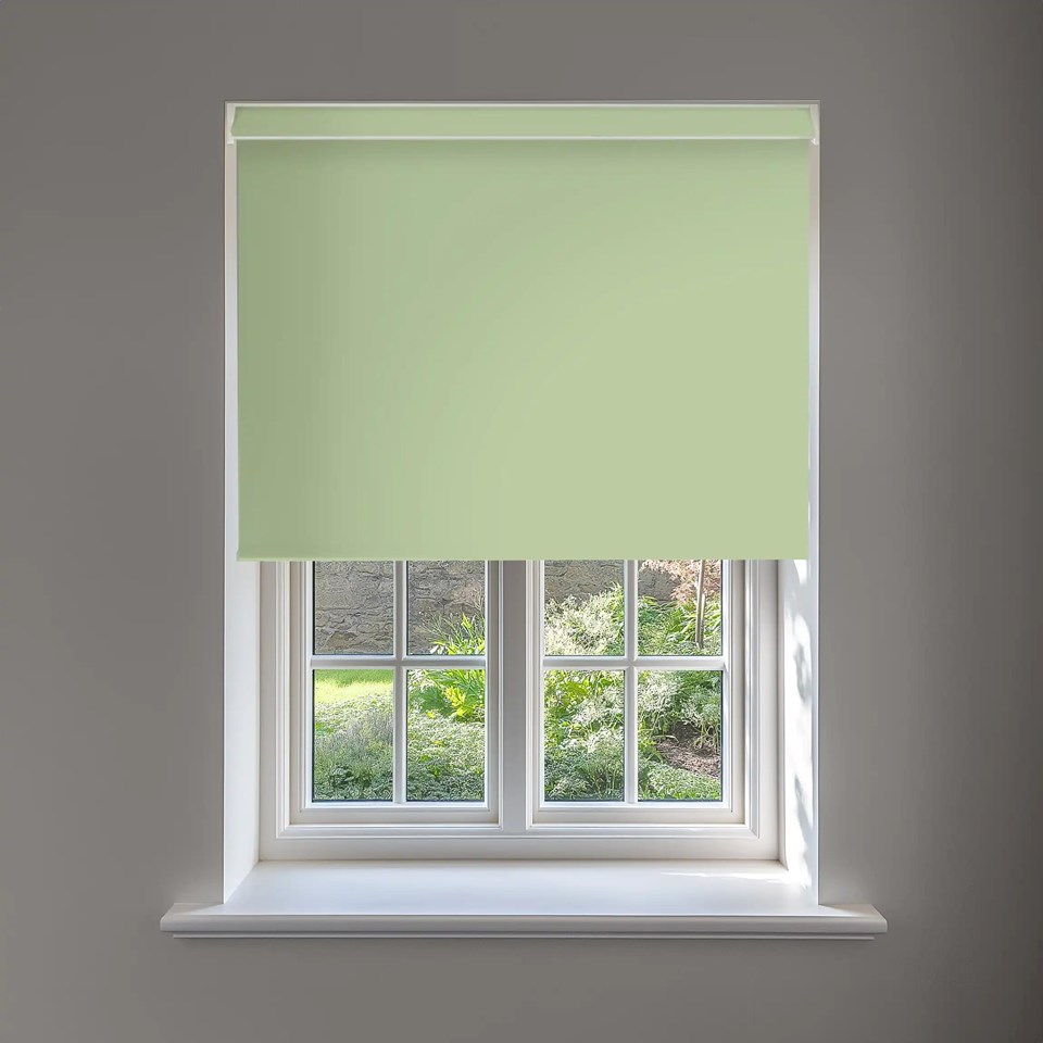 Pale Pistachio Blackout No Drill Electric Roller Blind