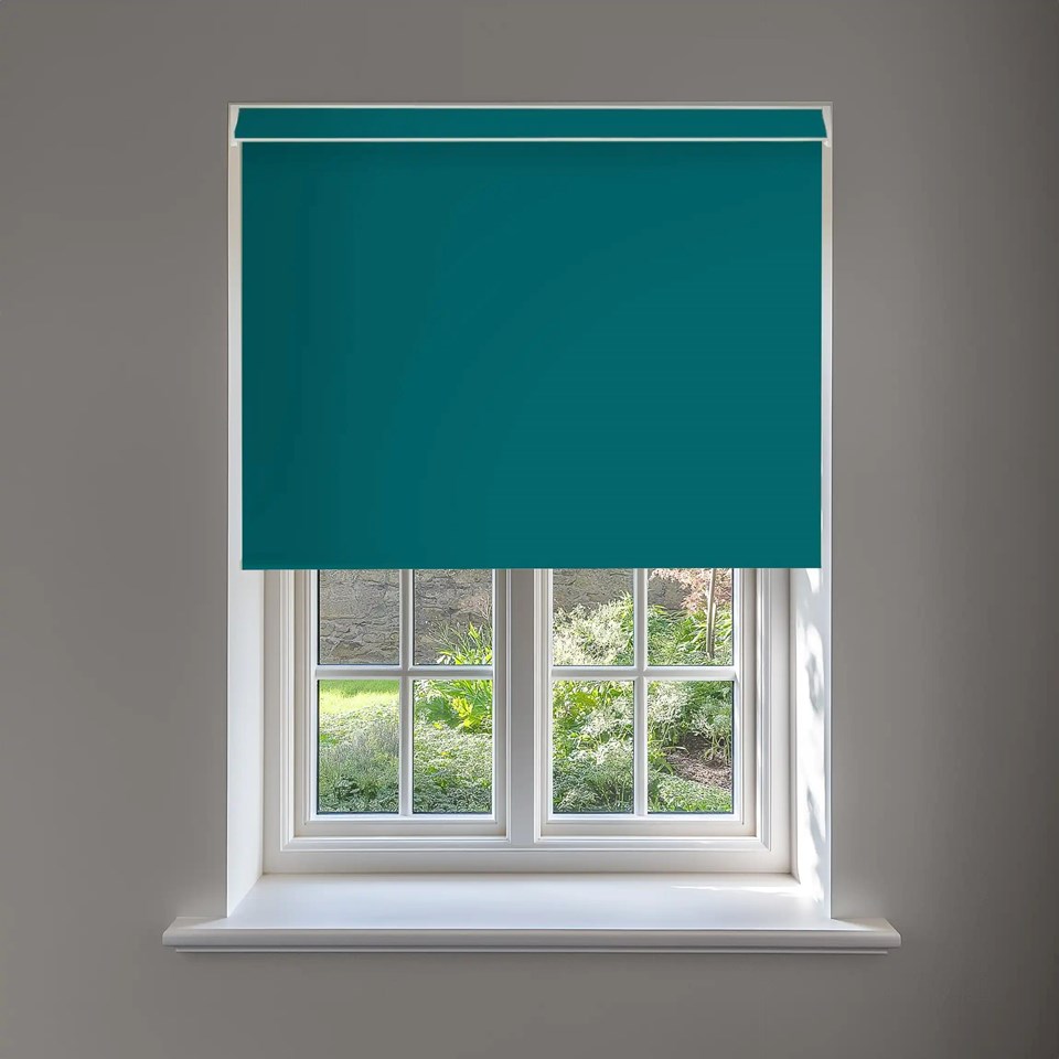 Tiki Teal Blackout No Drill Electric Roller Blind