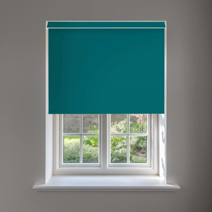 Tiki Teal Blackout No Drill Electric Roller Blind