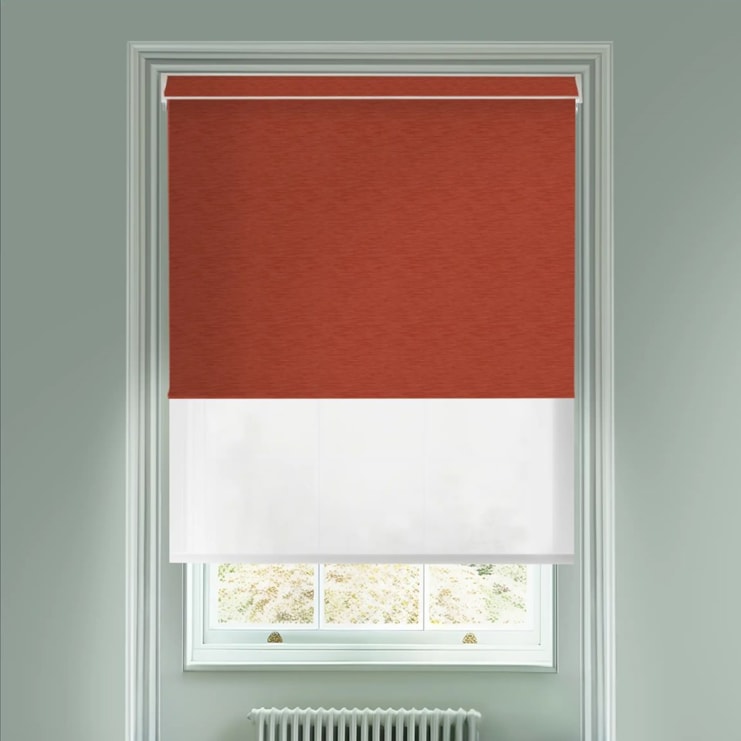 New York Earthy Red  Blackout And Sheer White Electric Double Blind