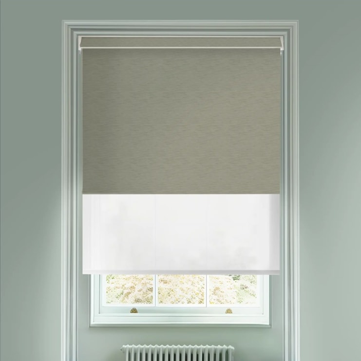 New York Green Grey  Blackout And Sheer White Electric Double Blind