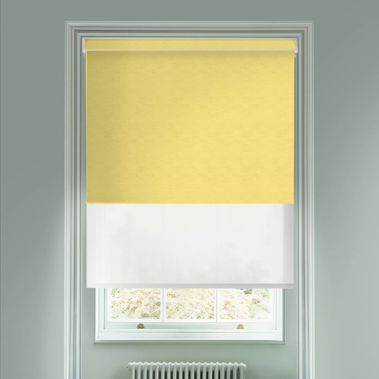 New York Light Yellow  Blackout And Sheer White Electric Double Blind