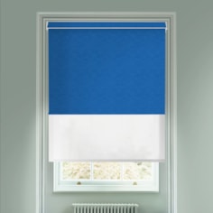 New York Marine Blue  Blackout And Sheer White Electric Double Blind