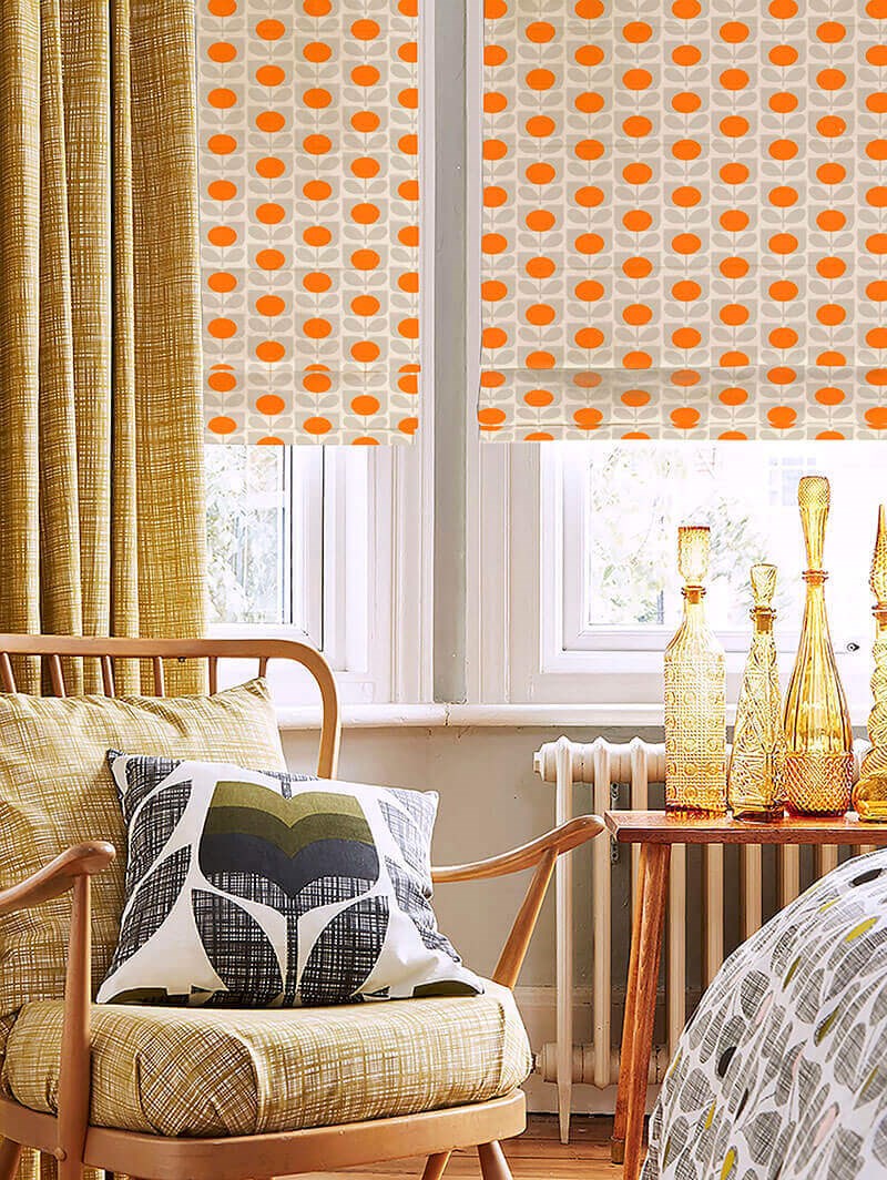 Orla Kiely Ditsy Cyclamen Orange Electric Roman Blind