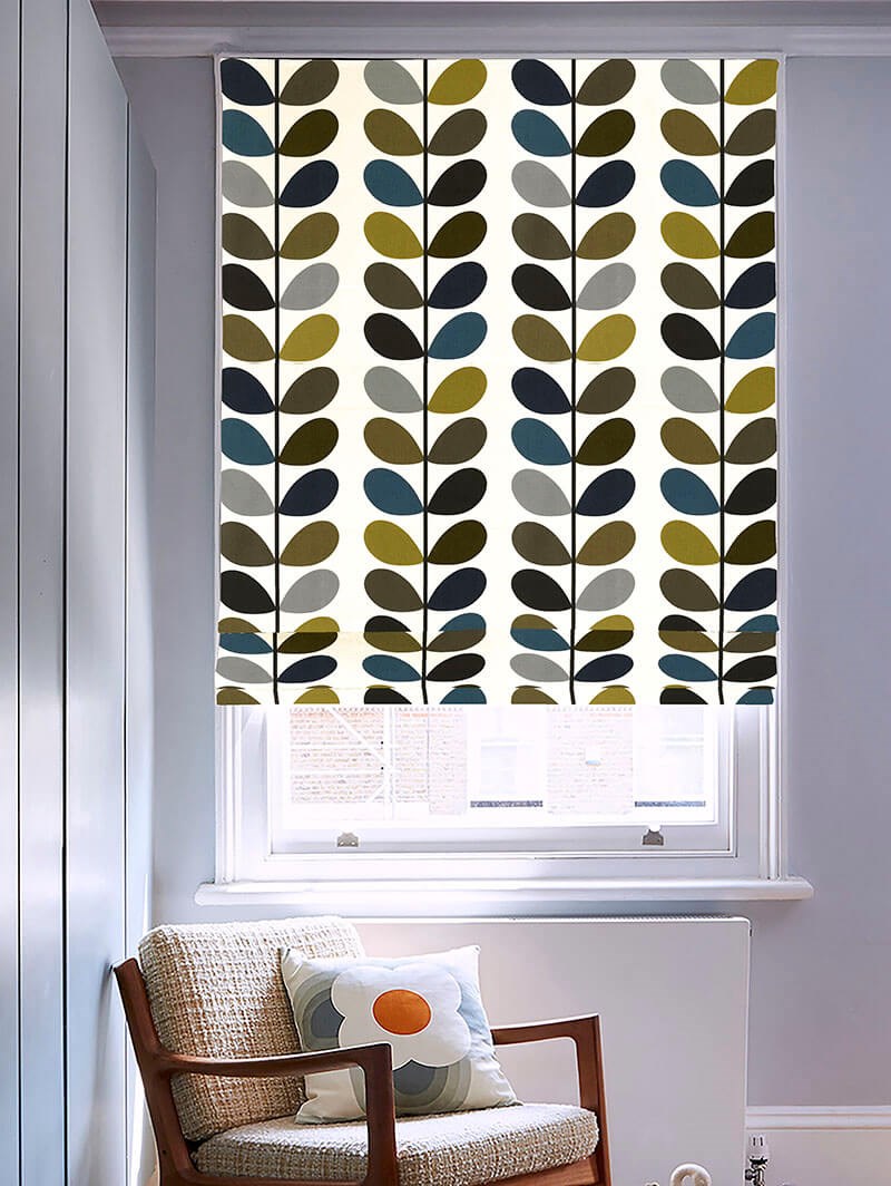 Orla Kiely Multi Stem Moss Electric Roman Blind