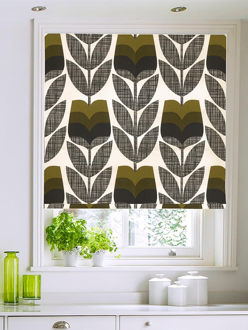 Orla Kiely Rosebud Moss Electric Roman Blind