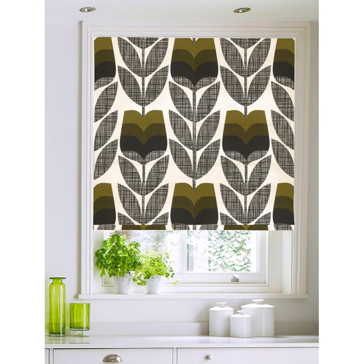 Orla Kiely Rosebud Moss Electric Roman Blind