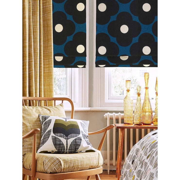 Orla Kiely Spot Flower Dark Marine Electric Roman Blind