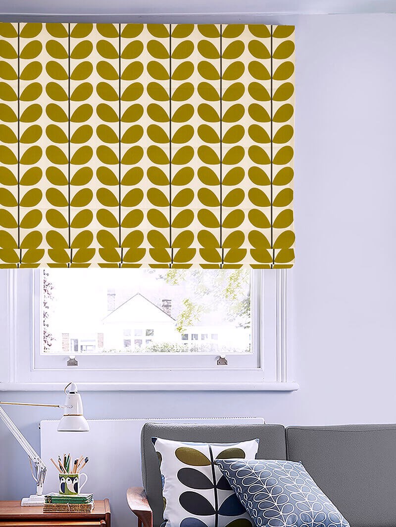 Orla Kiely Two Colour Stem Olive Electric Roman Blind