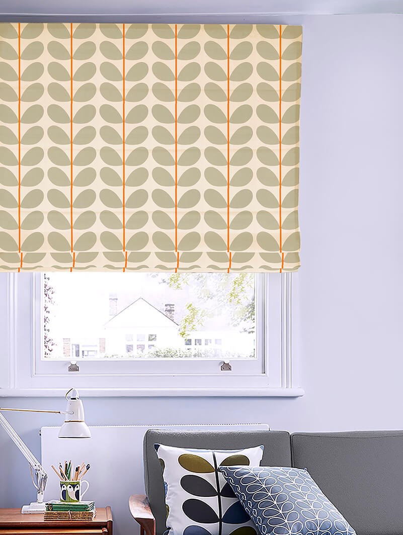 Orla Kiely Two Colour Stem Warm Grey Electric Roman Blind