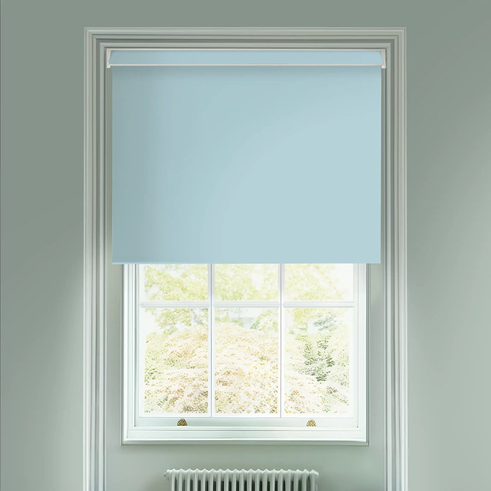 Pale Blue Premium Blackout Electric Roller Blind