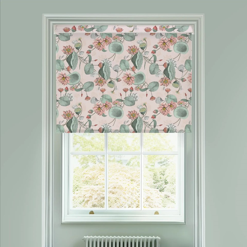 Sacred Lotus Blush Electric Roller Blind by Boon & Blake