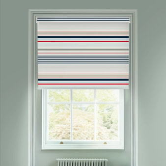 Sailor Stripe Navy and Red Electric Roller Blind