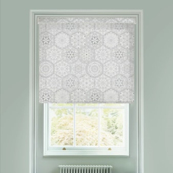 Sheer Moroccan Tile Grey Electric Roller Blind