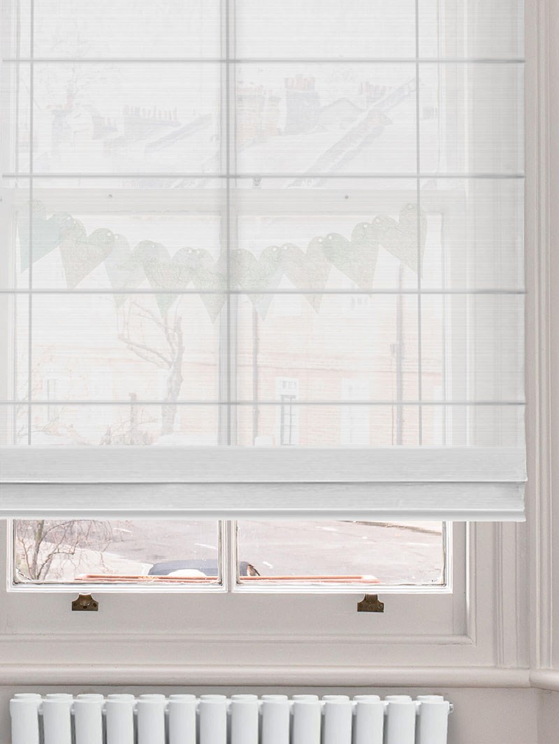 White Electric Sheer Roman Blind