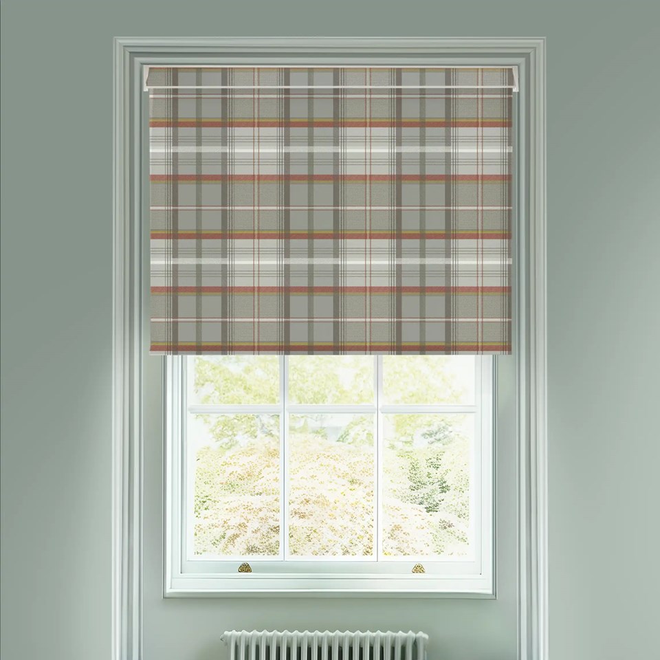 Tartan Rust Electric Roller Blind