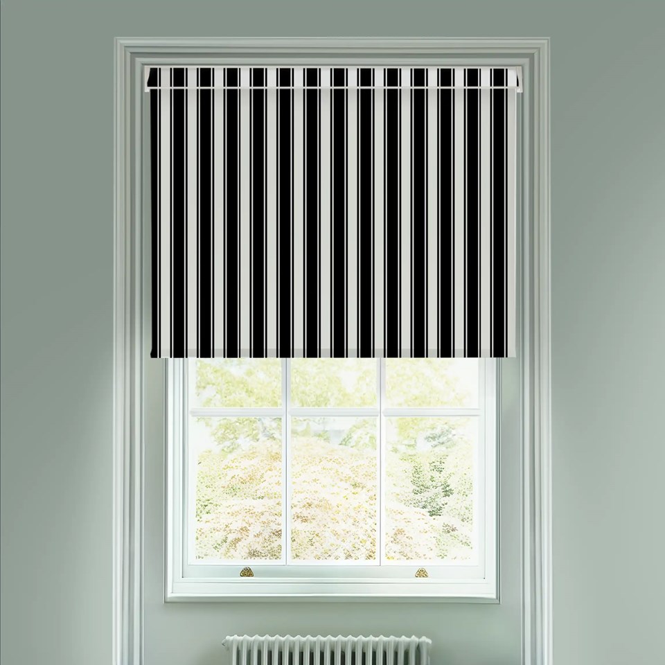 Ticking Stripe Black Electric Roller Blind