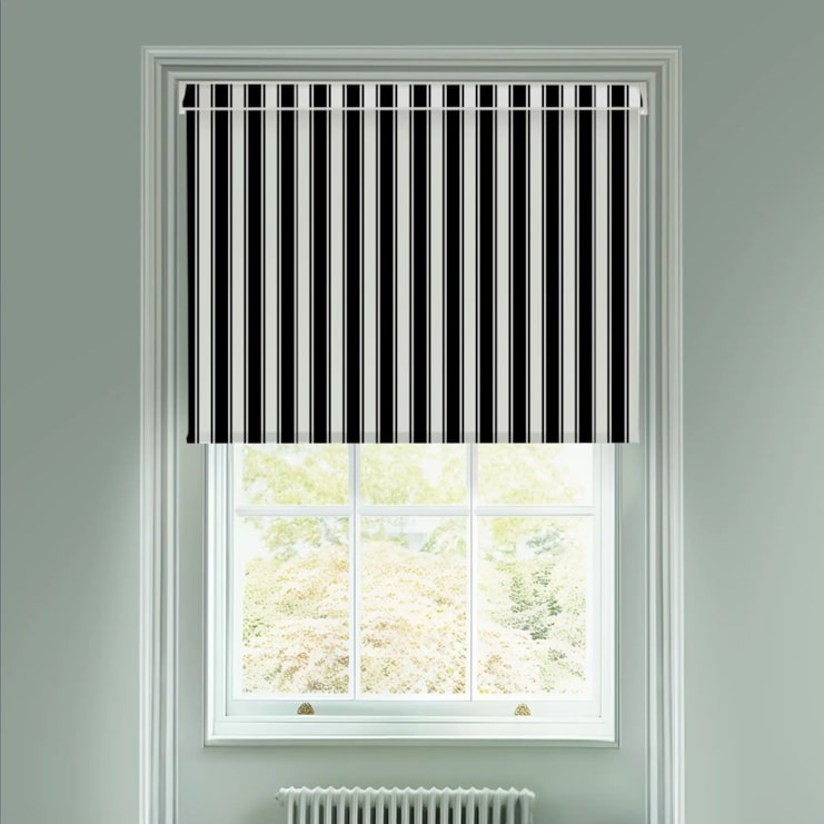 Ticking Stripe Black Electric Roller Blind