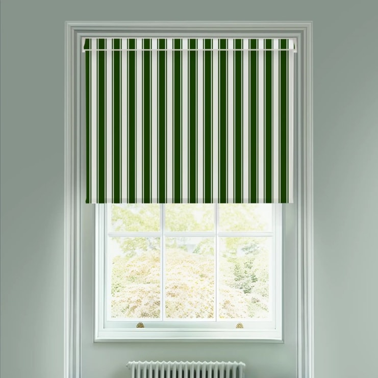 Ticking Stripe Green Electric Roller Blind