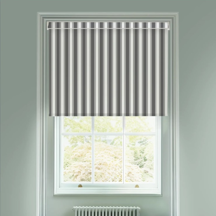 Ticking Stripe Grey Electric Roller Blind