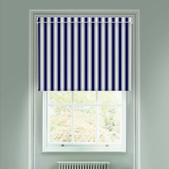 Ticking Stripe Navy Electric Roller Blind