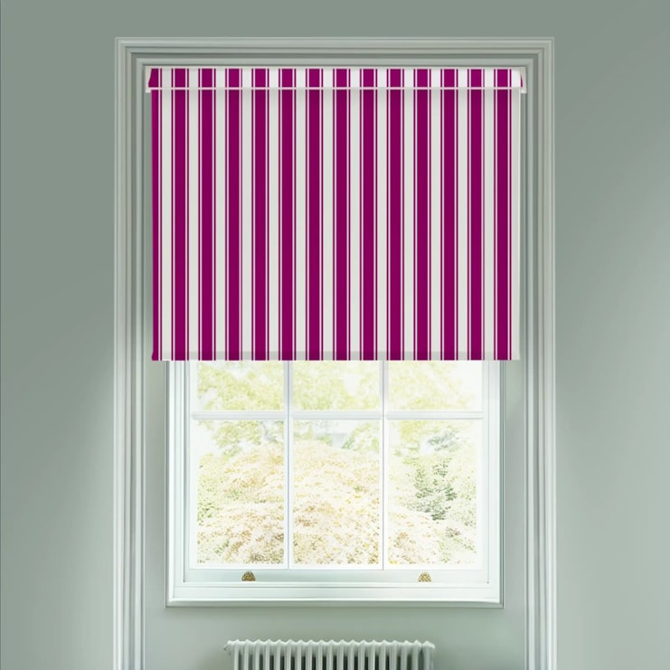 Ticking Stripe Pink Electric Roller Blind