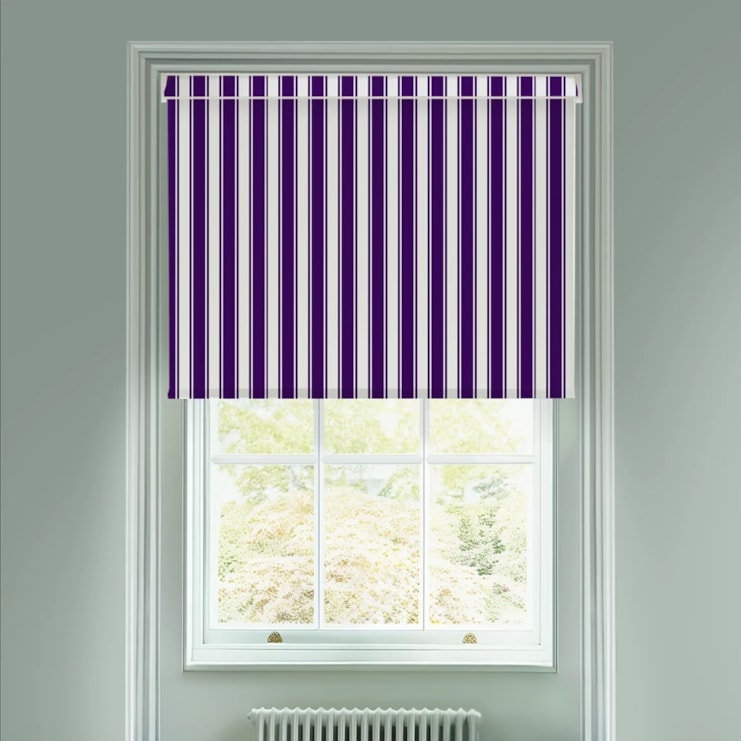 Ticking Stripe Purple Electric Roller Blind